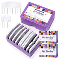 Knit blocking pin kit with purple storage case and white long blocker needles