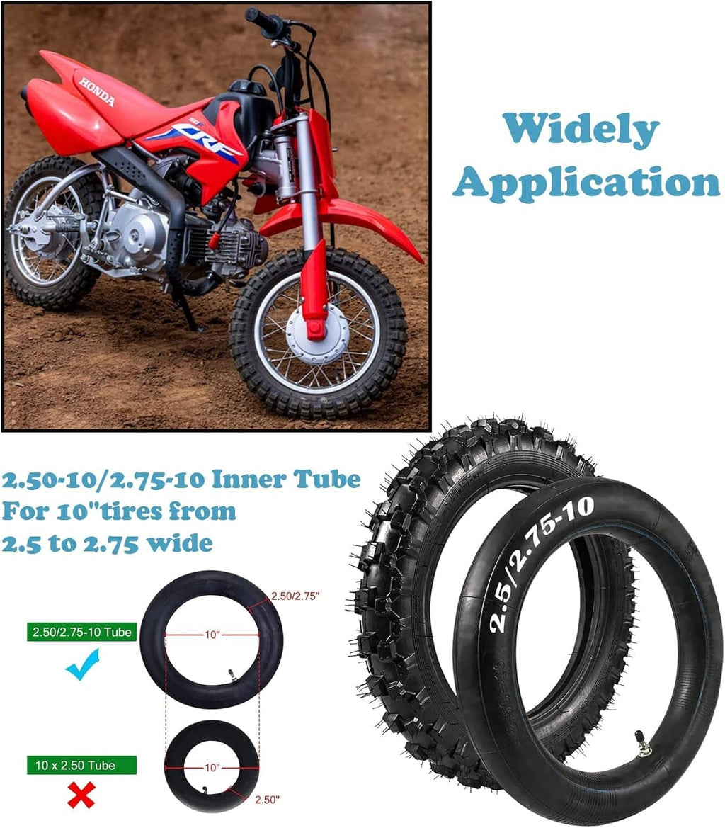 Black inner tube ring and knobby tire with matching 2.5-10 sizing