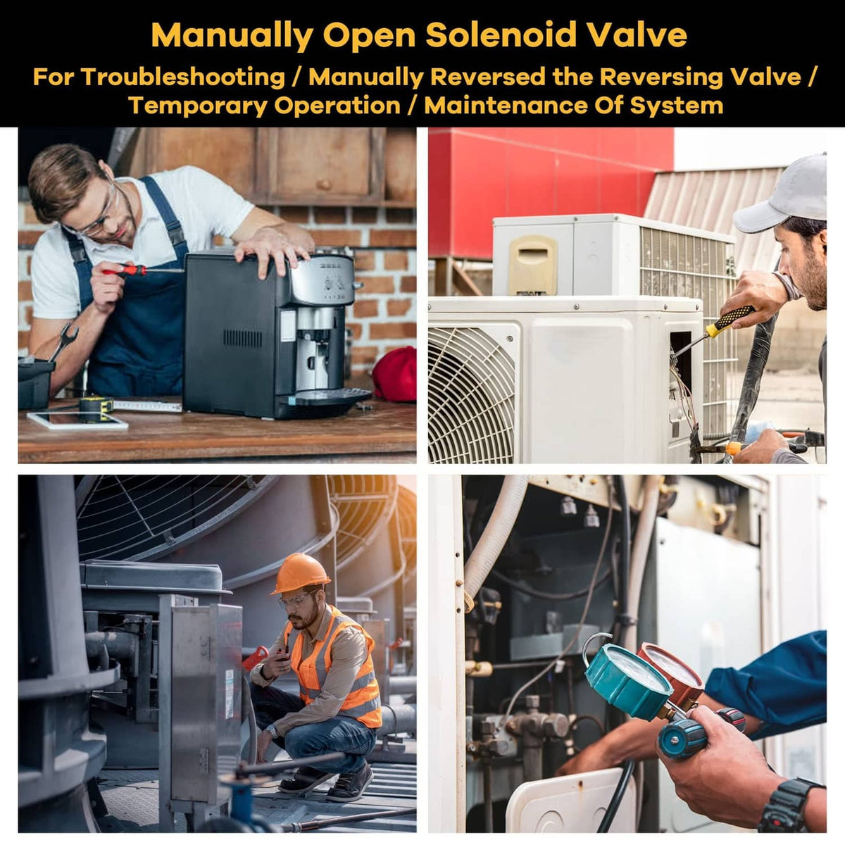 Yellow solenoid magnet tool for manually operating a solenoid valve system
