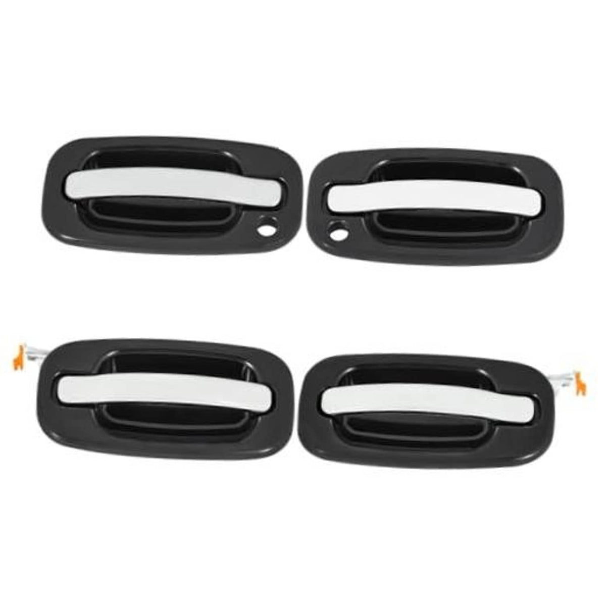 4-piece exterior door handle replacement set, black base with chrome lever