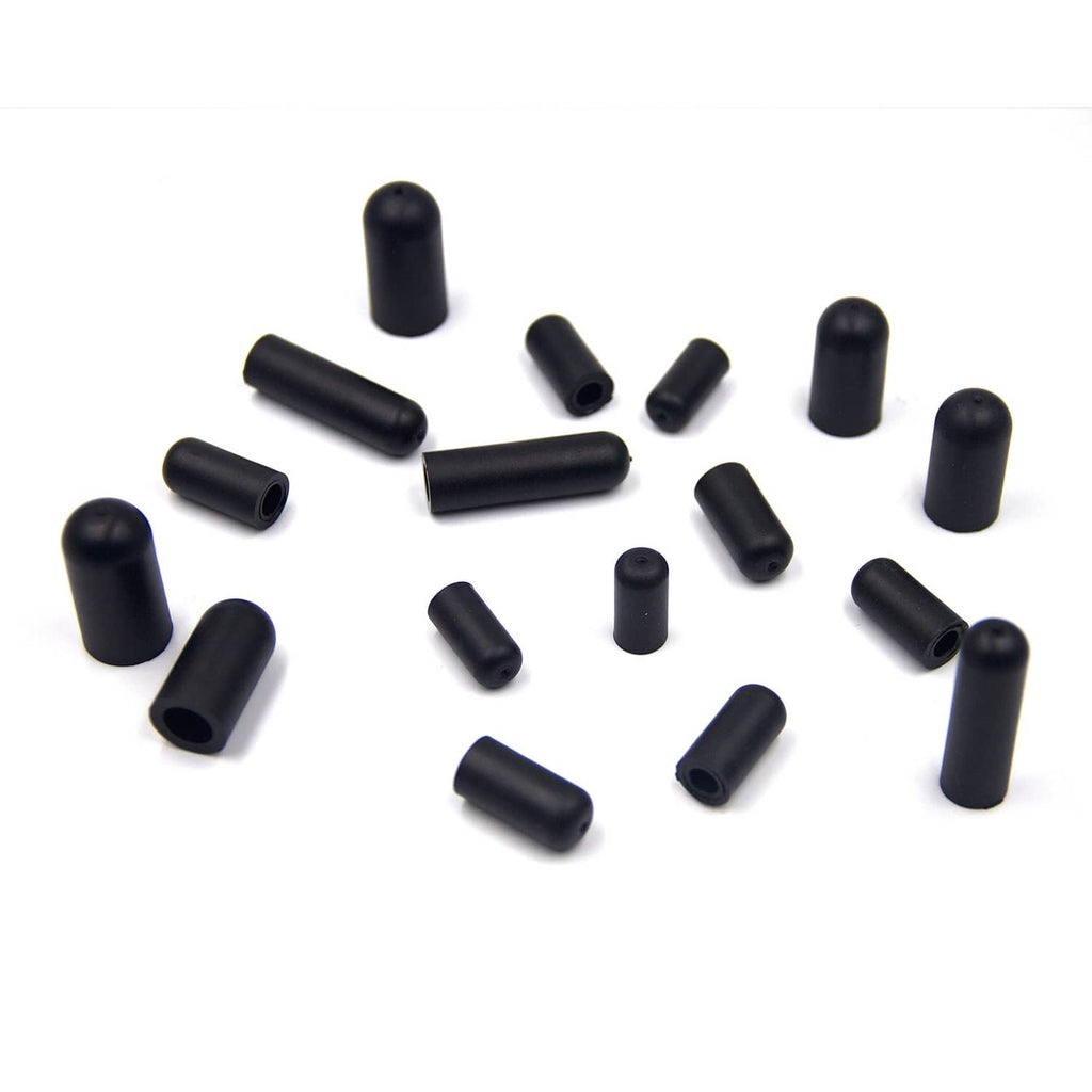 Assorted black rubber vacuum hose end caps, mixed sizes shown