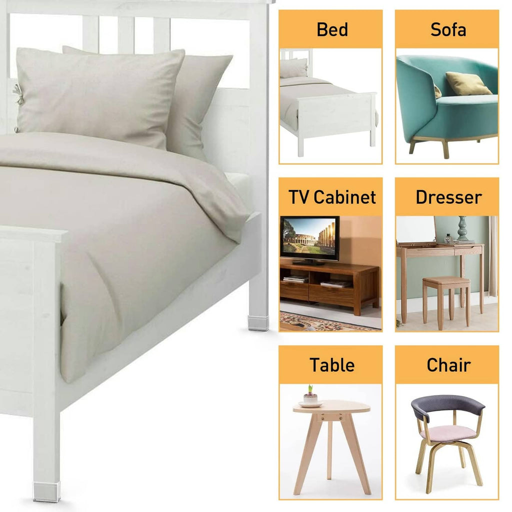 Clear chair leg protectors used under bed, sofa, TV cabinet, and table legs