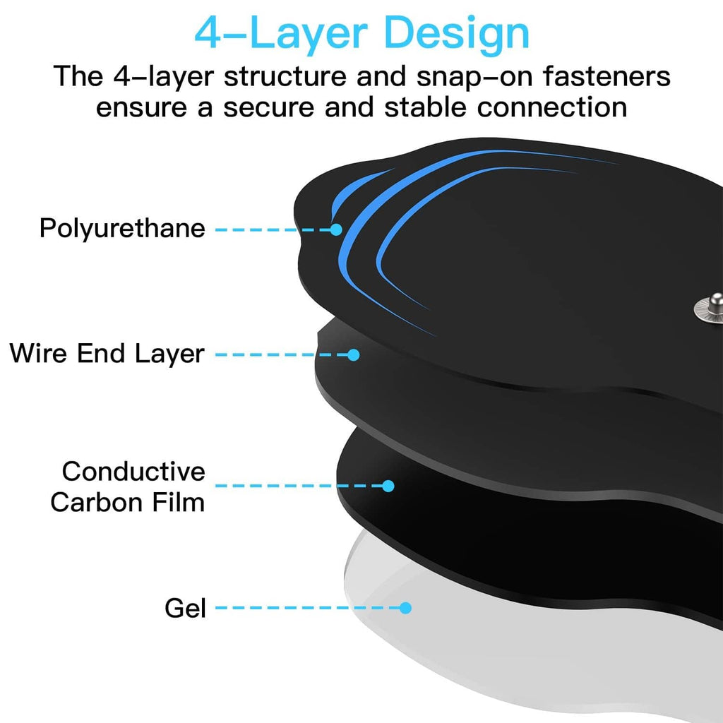 4-layer electrode pad design diagram with conductive carbon film and gel layer