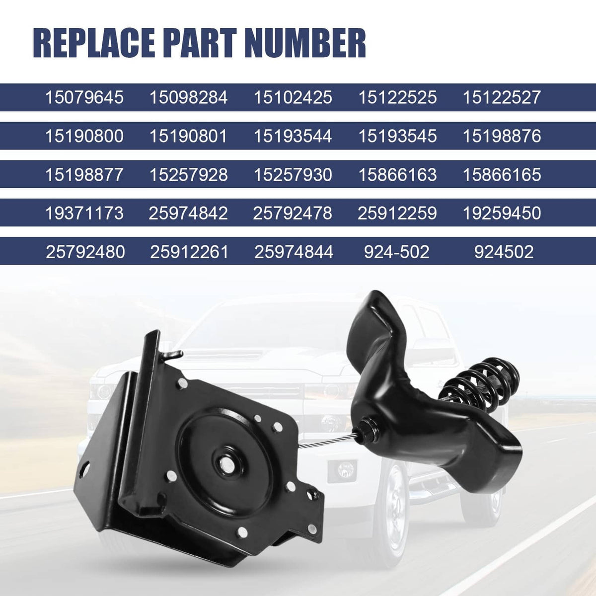 Black spare tire hoist bracket with coil spring and lifting lever