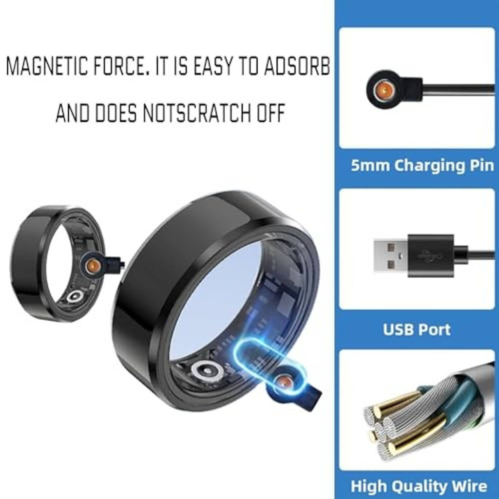 Magnetic smart ring charger cable with 5mm pin connector and USB plug