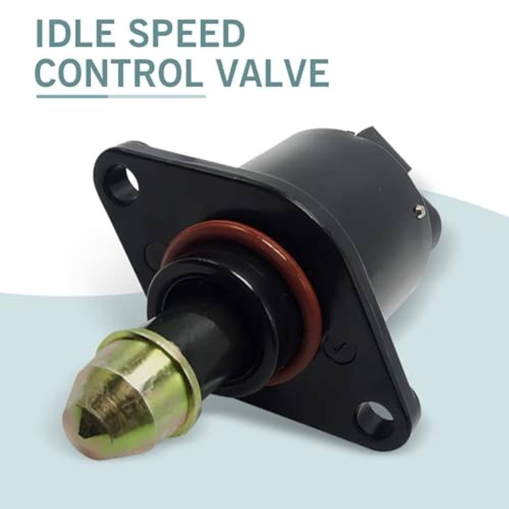 Idle speed control valve with black bracket, orange seal ring, brass inlet