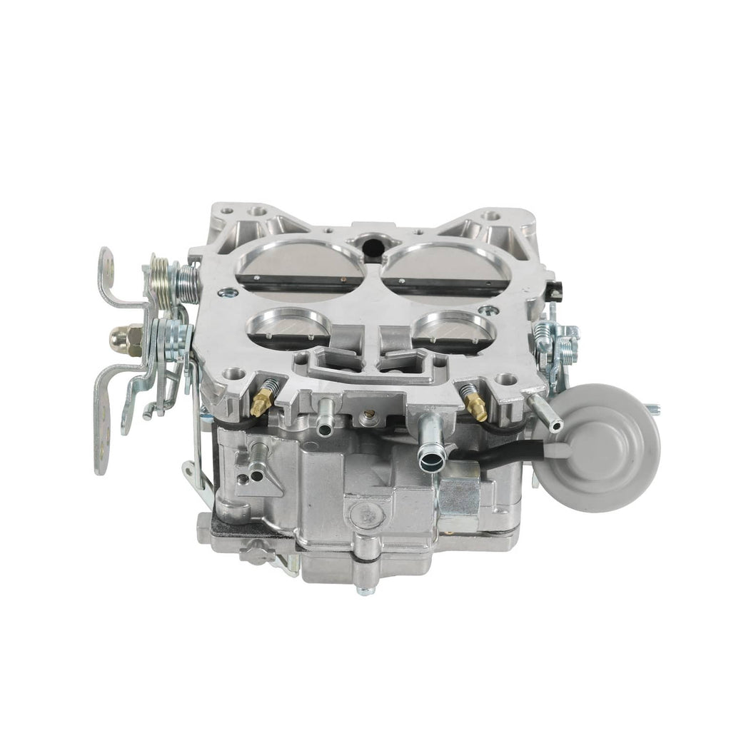 4-barrel carburetor assembly with throttle linkage and intake mounting ports