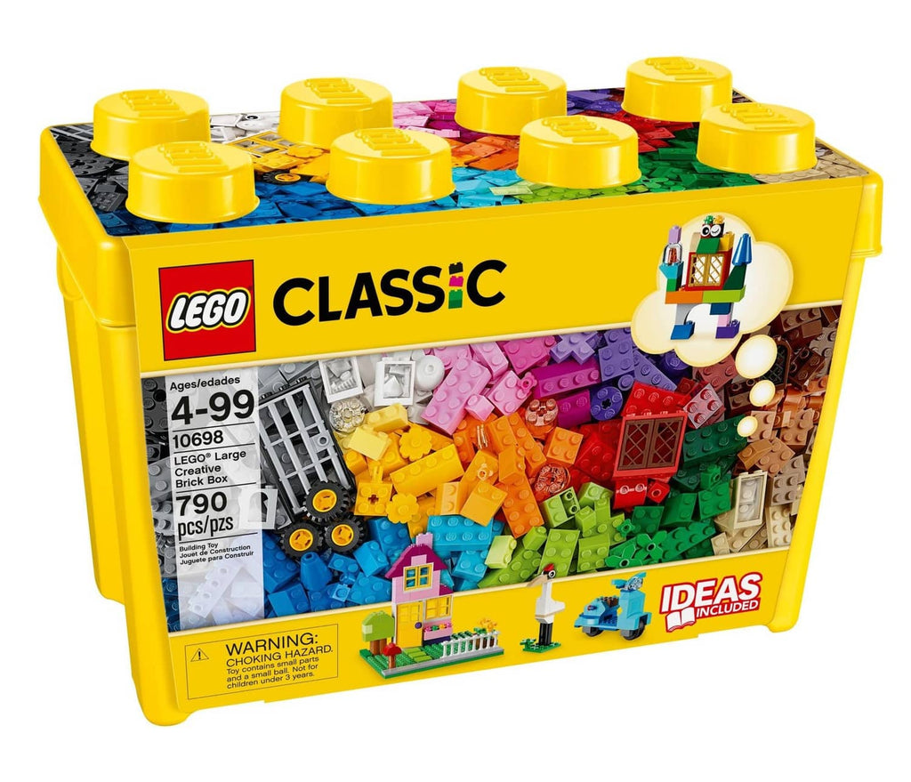 LEGO Classic large brick box filled with multicolor bricks and instruction panel