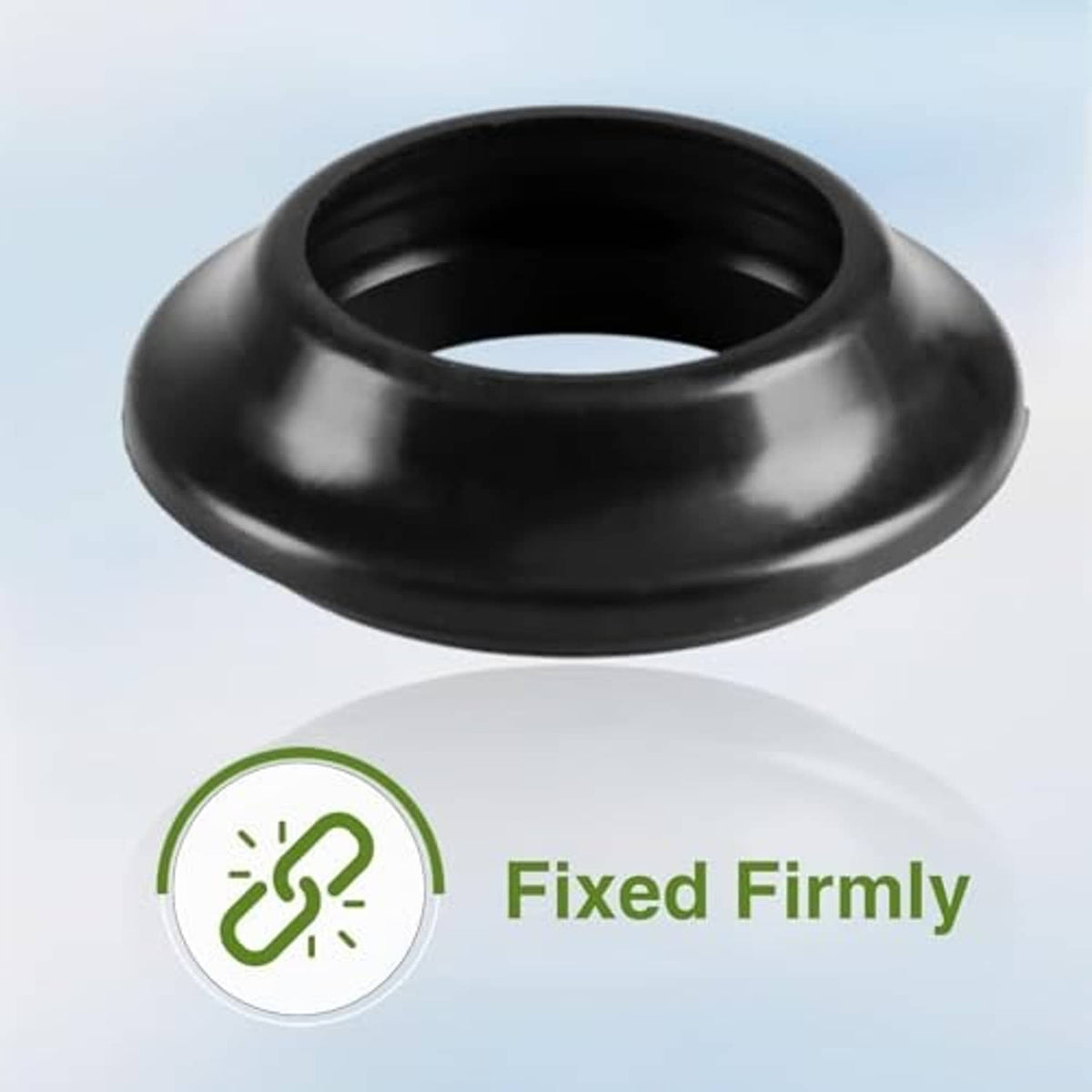 Black fuel filler neck grommet seal with flared rim and center opening