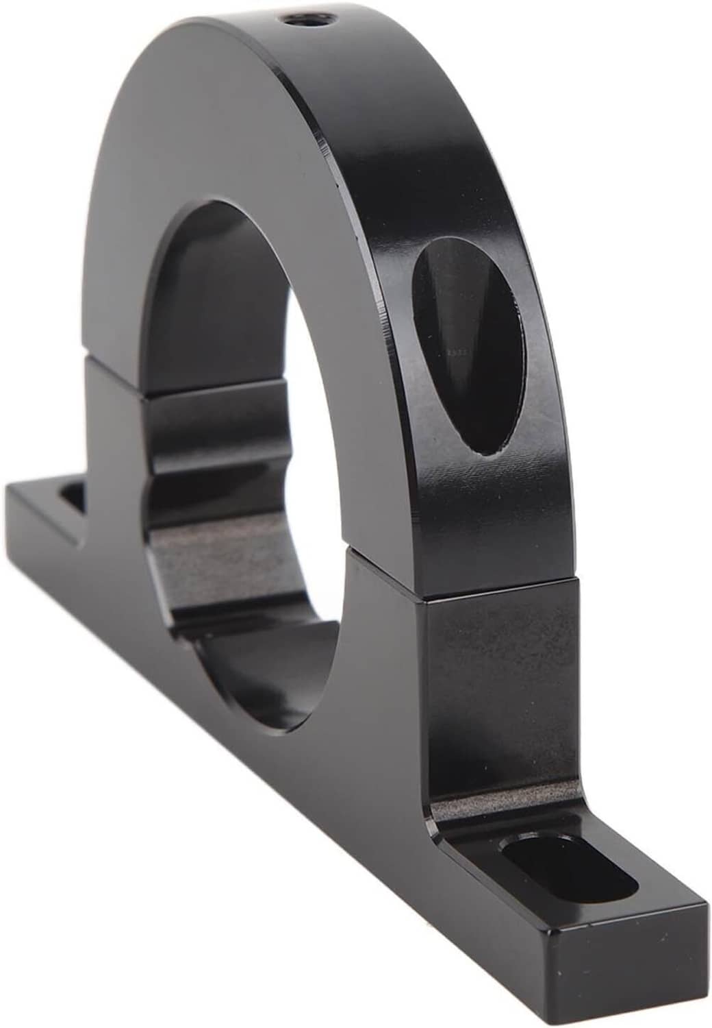 Black steering column mounting bracket with center ring opening and side support tabs.