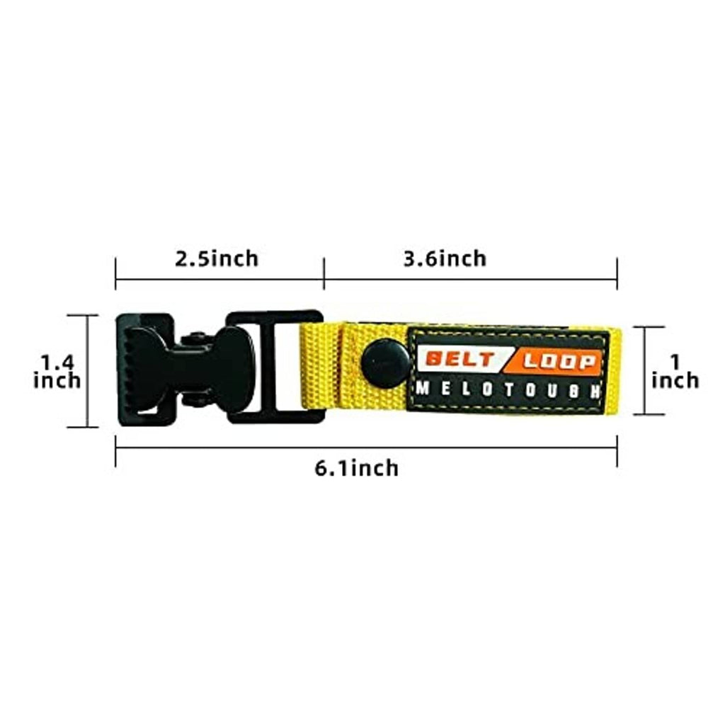 Belt loop glove clip holder dimensions diagram on yellow and black webbing