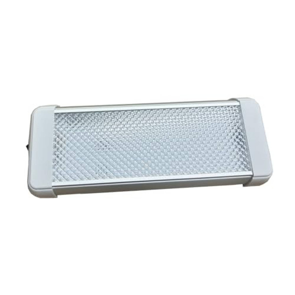 LED dome light bar with textured lens and light gray side profile