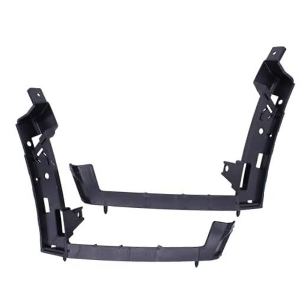 Front bumper bracket reinforcement, dark metal U-shape with side mounting brackets and holes