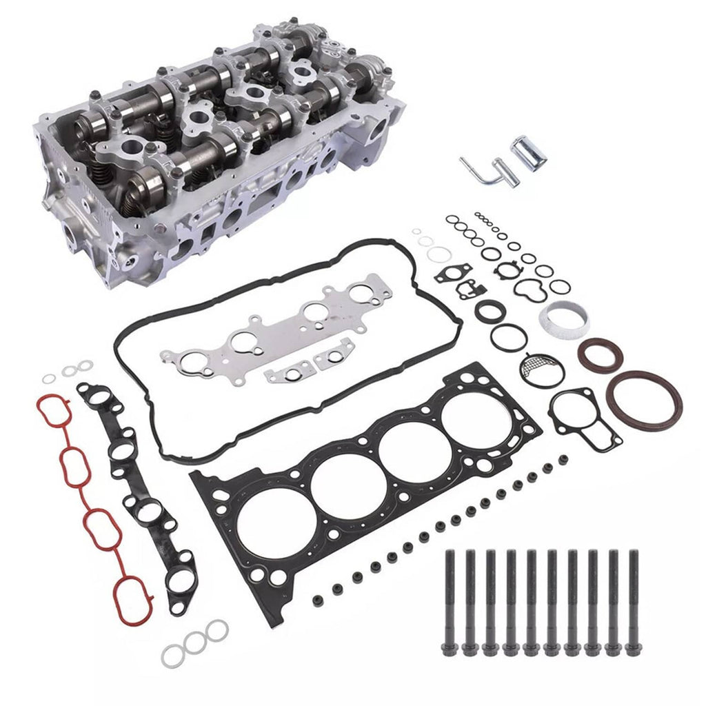 Cylinder head gasket kit with cylinder head, long gasket, gasket plate, and bolt fasteners