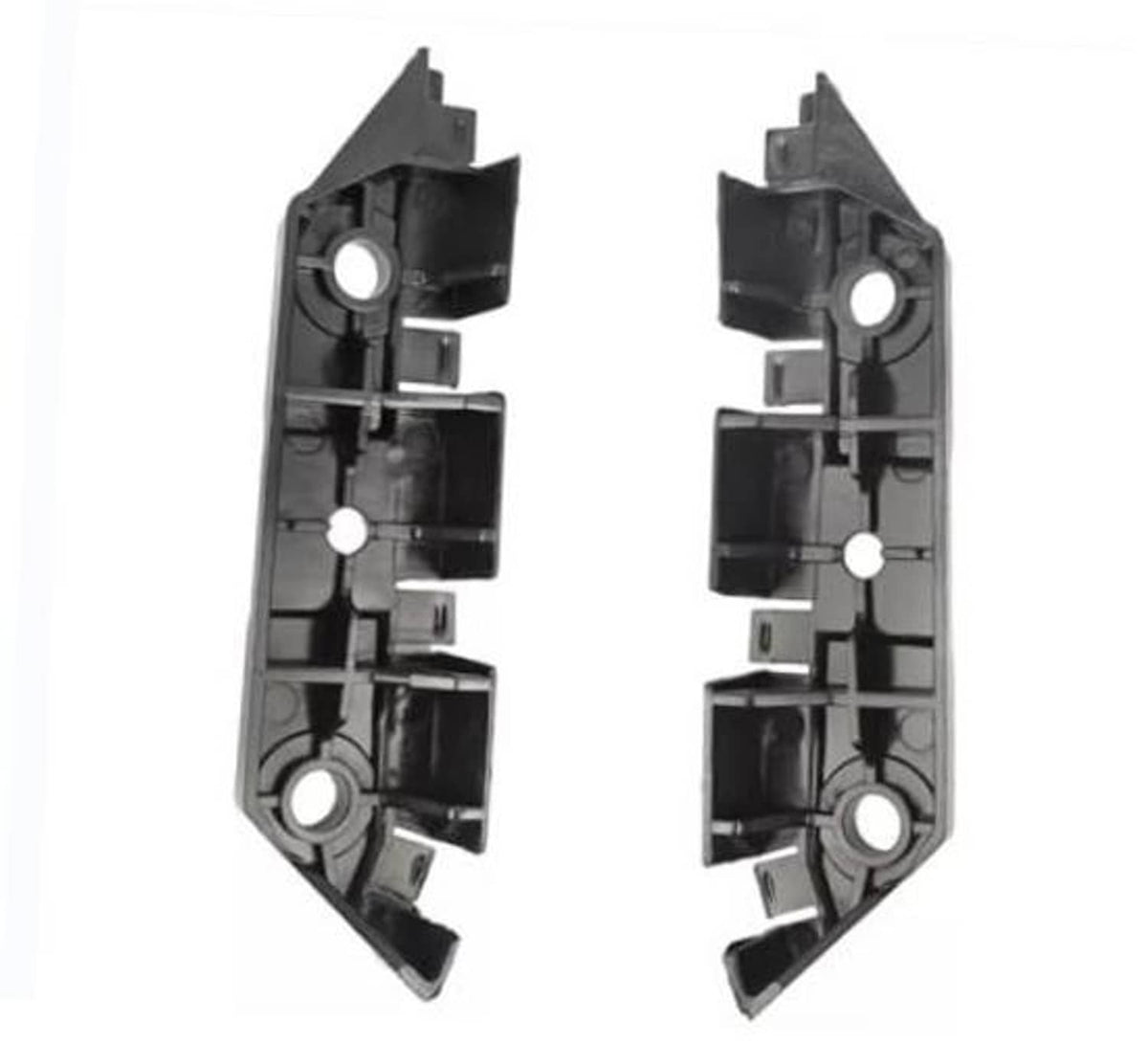 Front bumper retainer side pad bracket supports, black plastic, two pieces