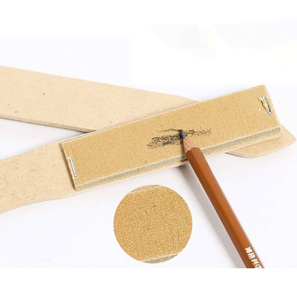 Sandpaper pencil pointer sharpener strip with round abrasive disc and pencil