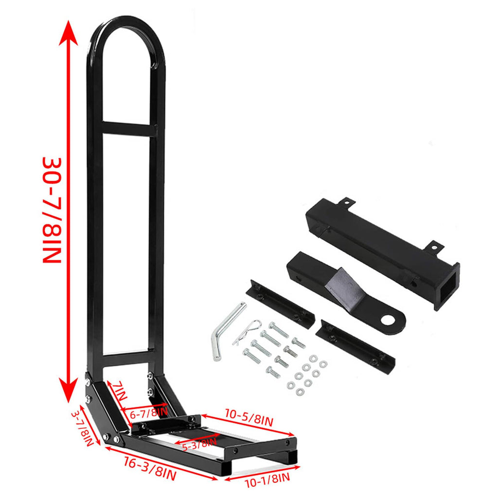 Safety grab bar and footrest mounting kit with size measurement diagram and bolts