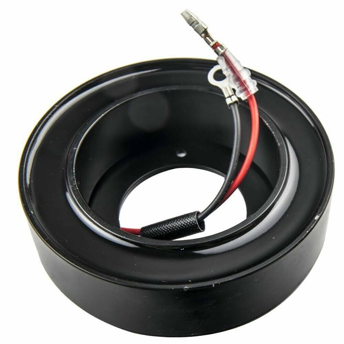 Black coil housing for AC compressor clutch with red and black wire connector