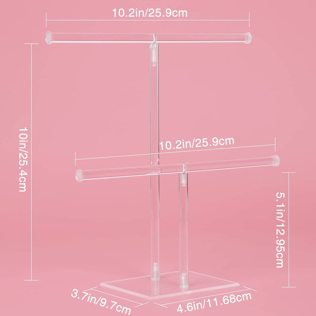 Clear acrylic necklace holder display stand with vertical posts and bars