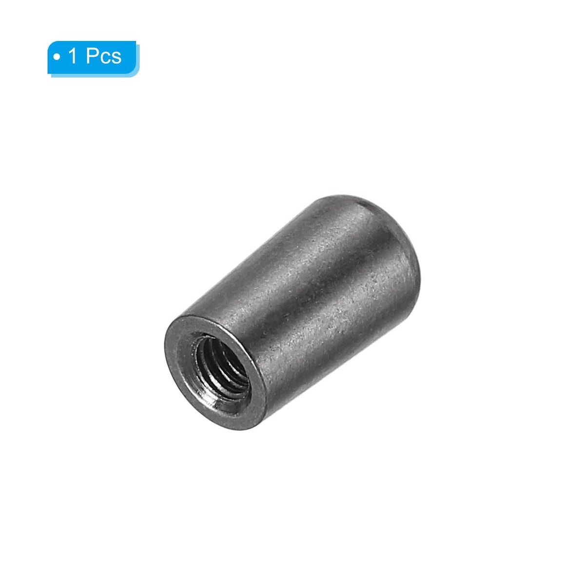 Metal guitar toggle switch knob cap with threaded end, rounded cylinder, dark gray
