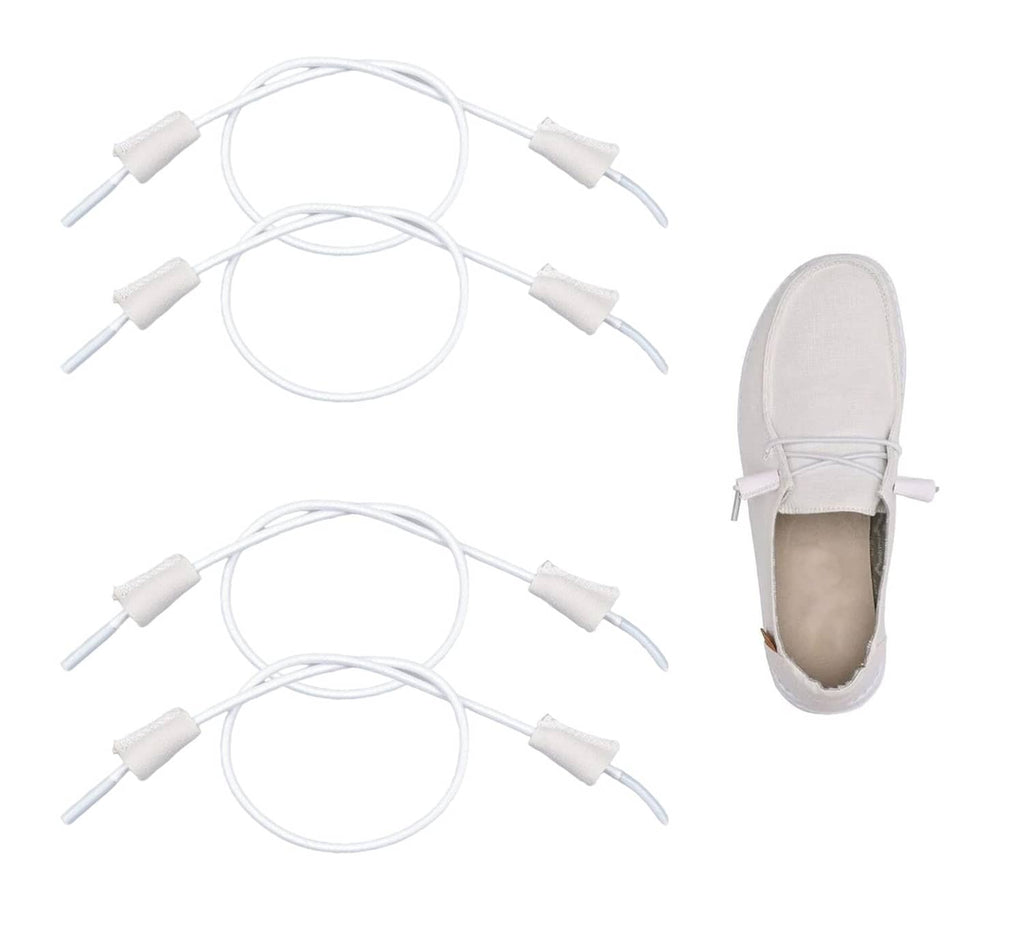 White elastic shoelace replacement set with plastic aglets and lace cord loops