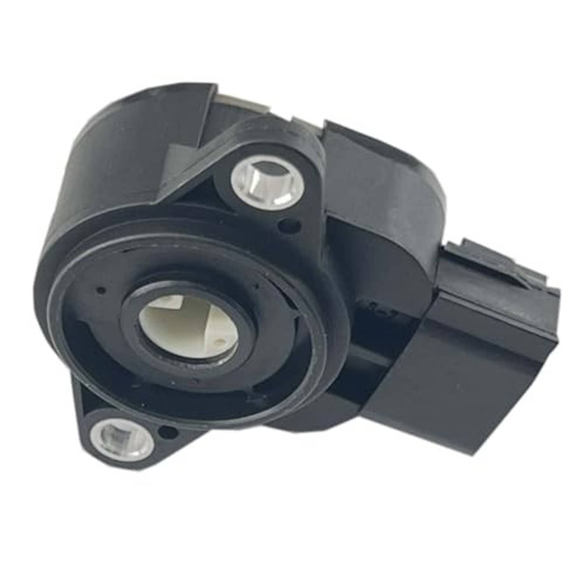 Throttle position sensor (TPS) side view with circular sensor port and multi-pin connector