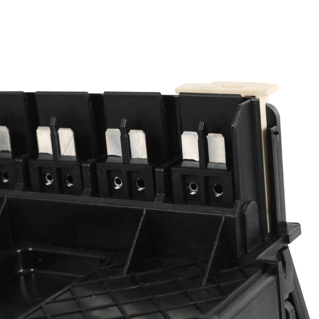 Black transmission lead frame terminal strip with metal contact slots