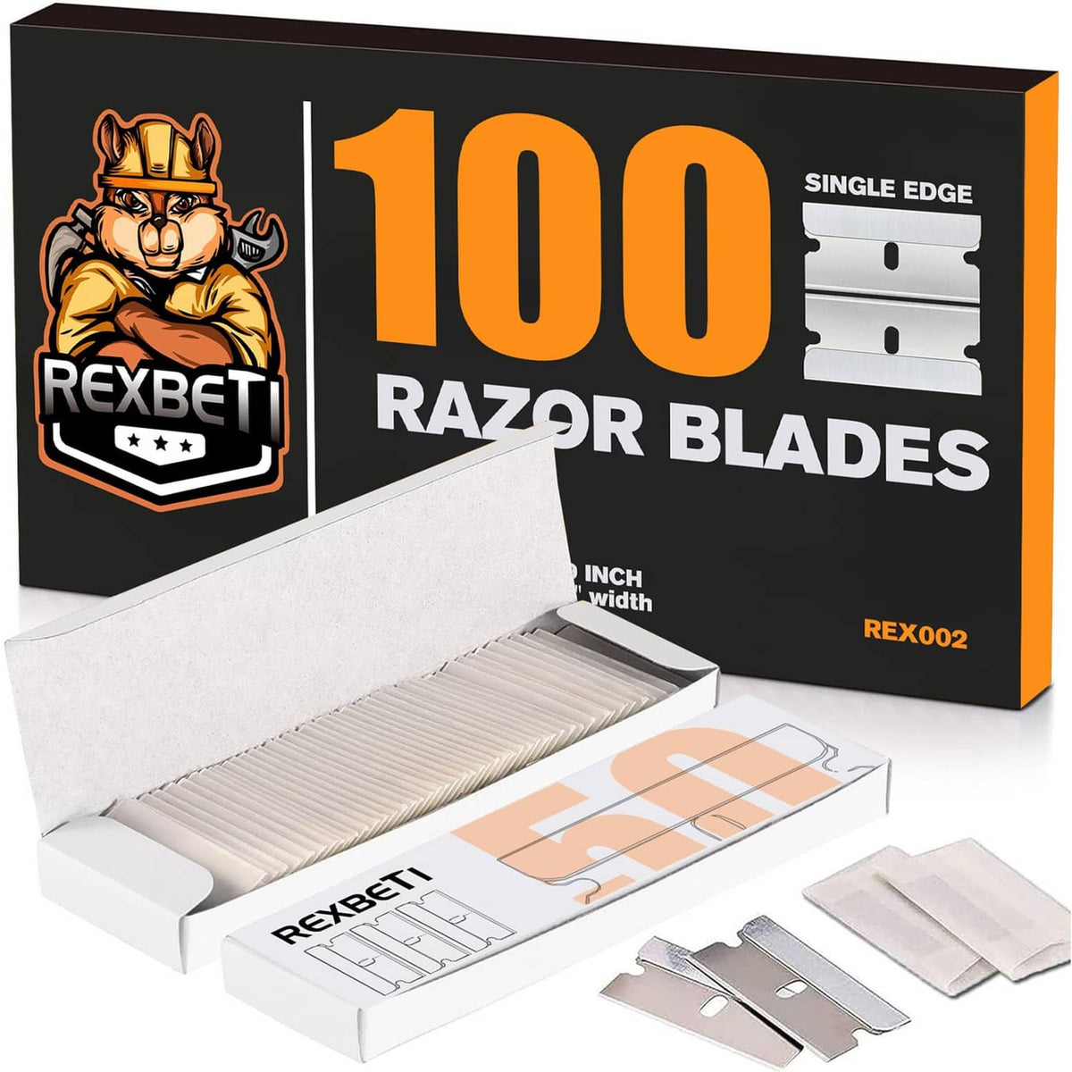100-pack single-edge razor blades in retail box
