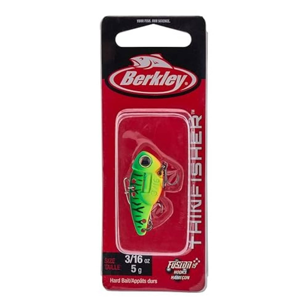 Berkley Firetiger blade bait in blister pack, green and yellow lure