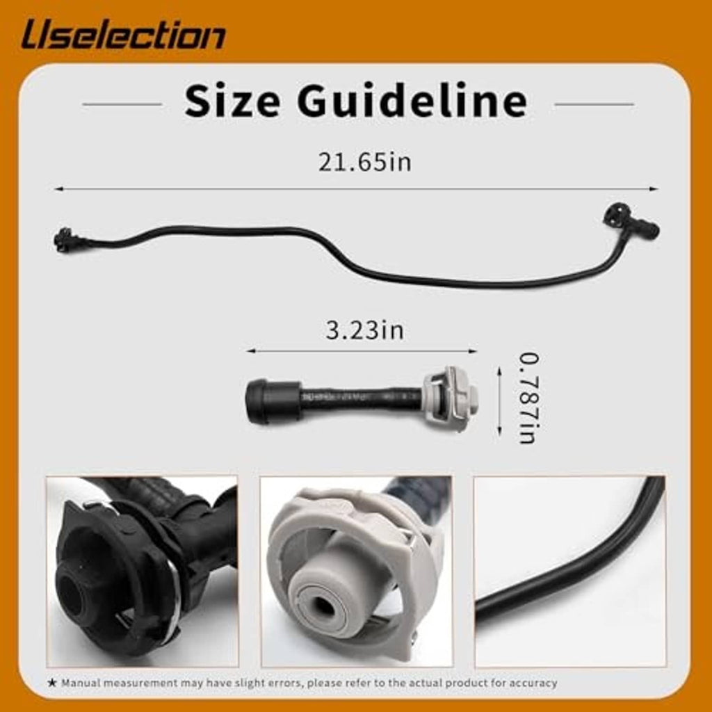 Black coolant hose with inline sensor connector and gray mounting end