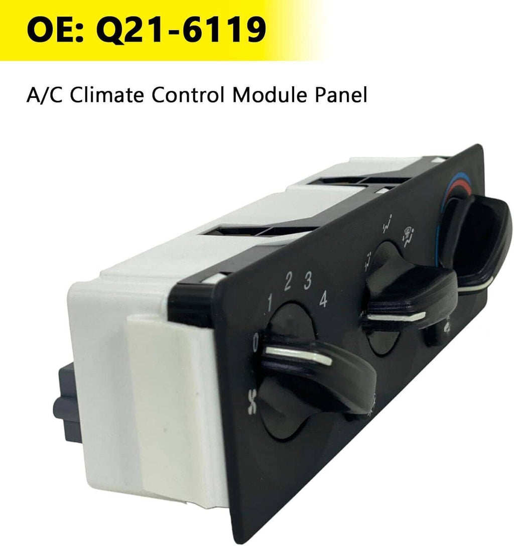 Truck A/C climate control module panel with front knobs and right-side ventilation opening