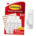 3M Command large white wall hooks set: 7 hooks with 12 adhesive strips