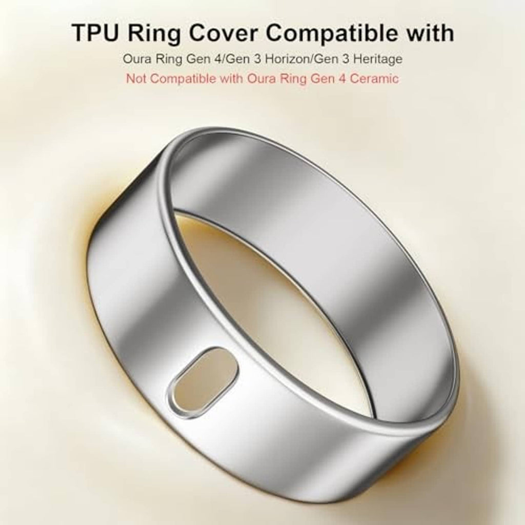 Silver TPU ring cover with oval inner window and sensor cutout