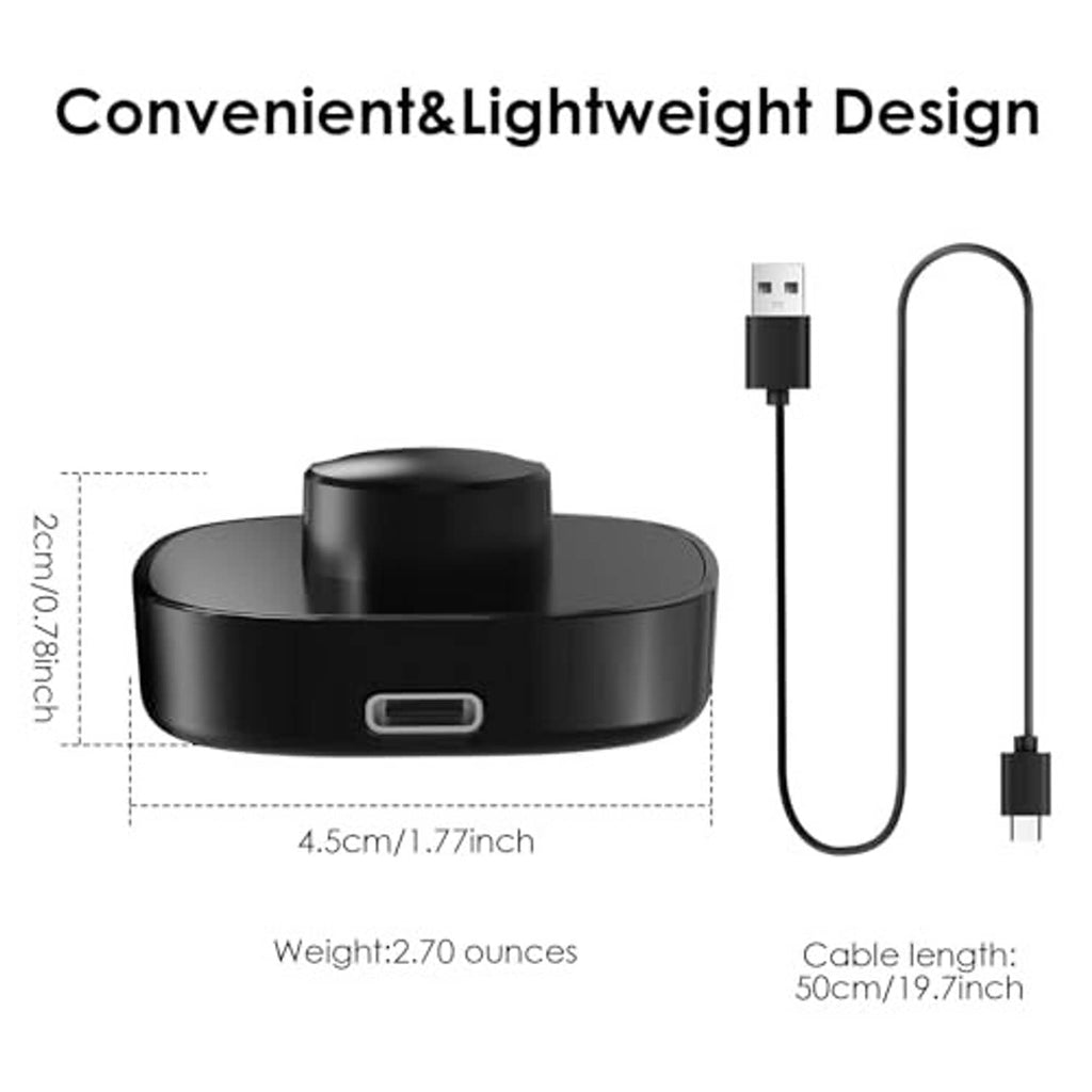 Black USB-C charging dock with short cable and small top ring recess