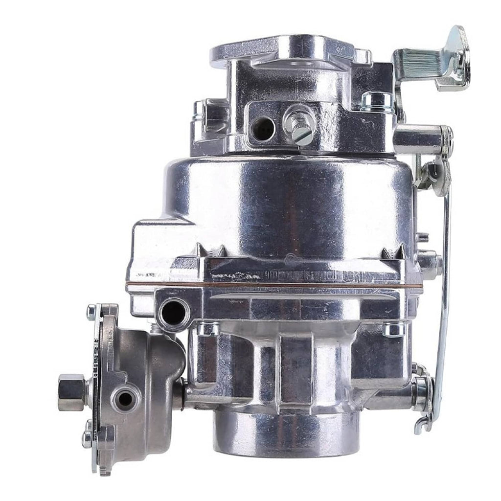 Carburetor with detailed side ports, upper housing cap, and linkage hardware