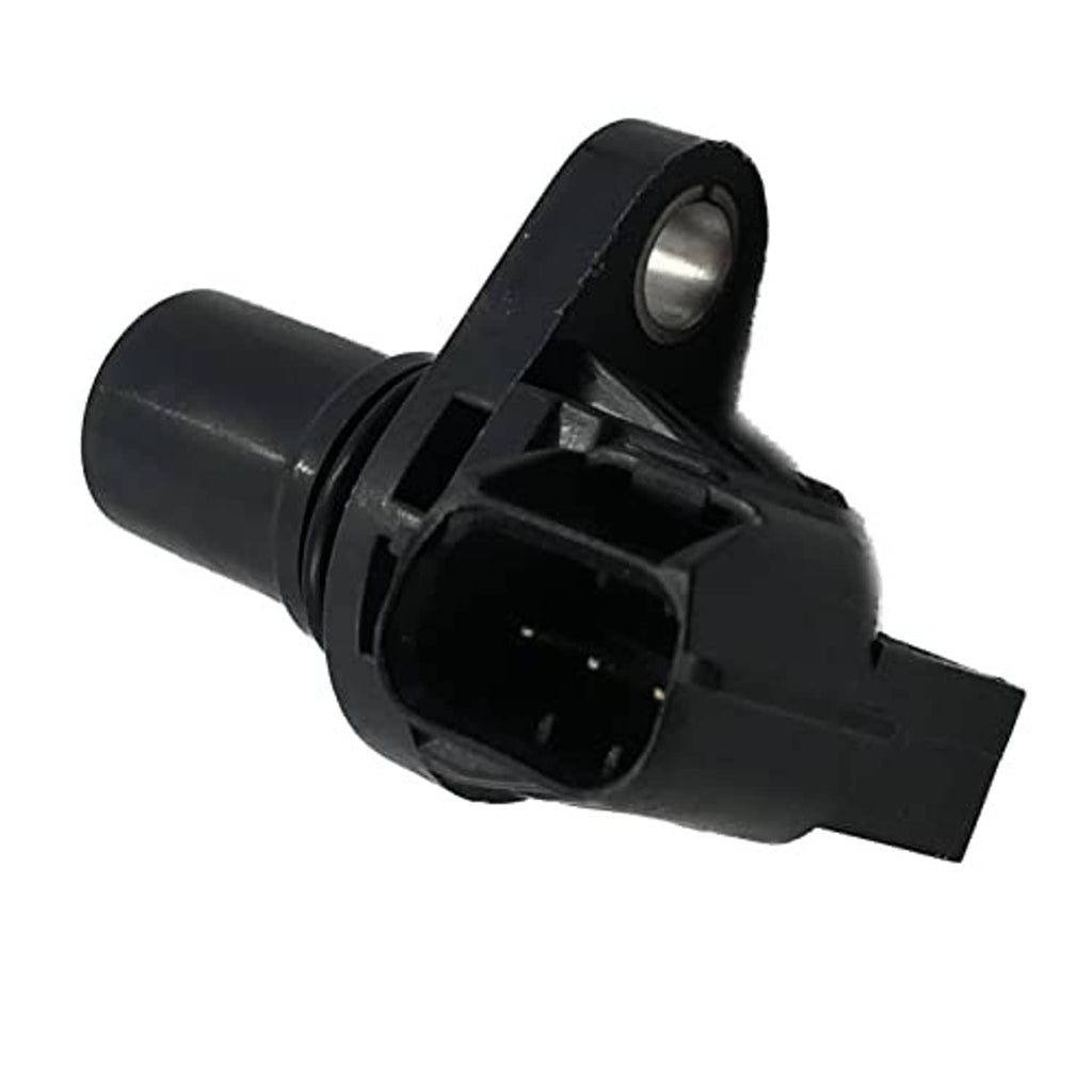 Black camshaft position sensor with front plug opening and cylindrical connector housing