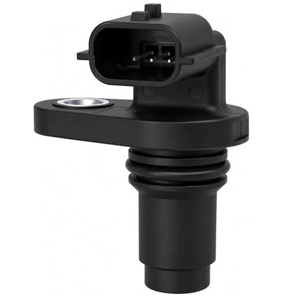 Black camshaft position sensor with electrical plug and circular metal contact