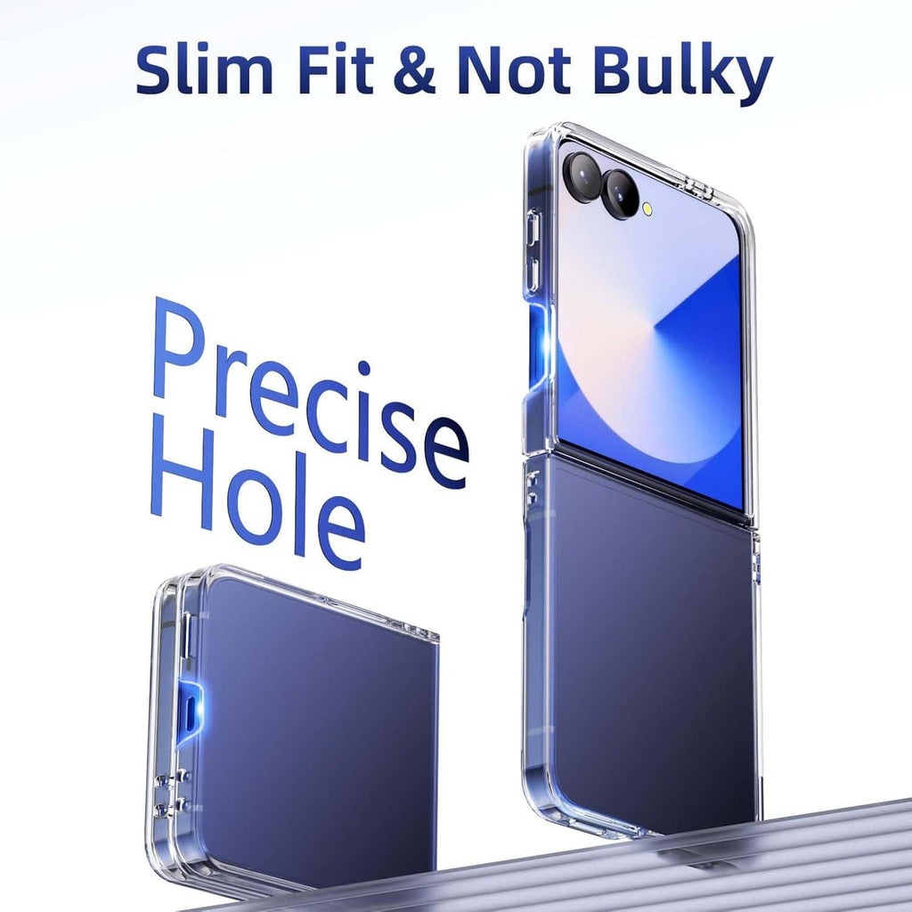 Slim transparent case with camera cutouts and screen protector film for Galaxy Z Flip7