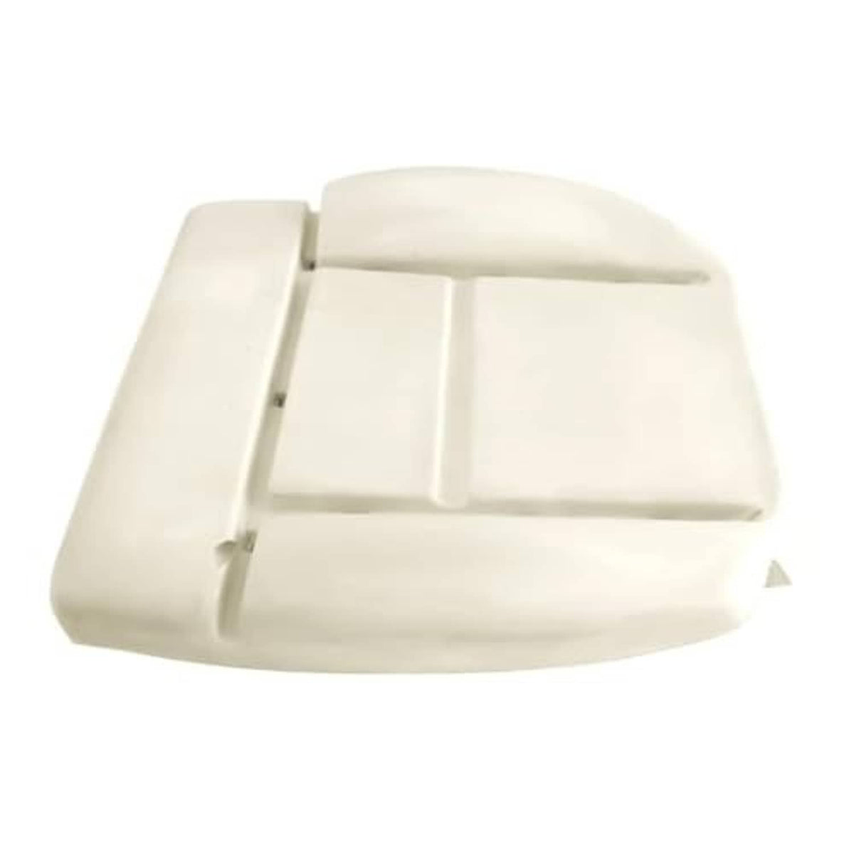 Cream seat foam cushion pad side view with vertical ribs and contoured edges