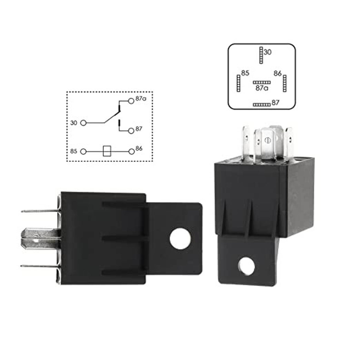 Dual fan relay switch with connector terminals and wiring pinout diagrams