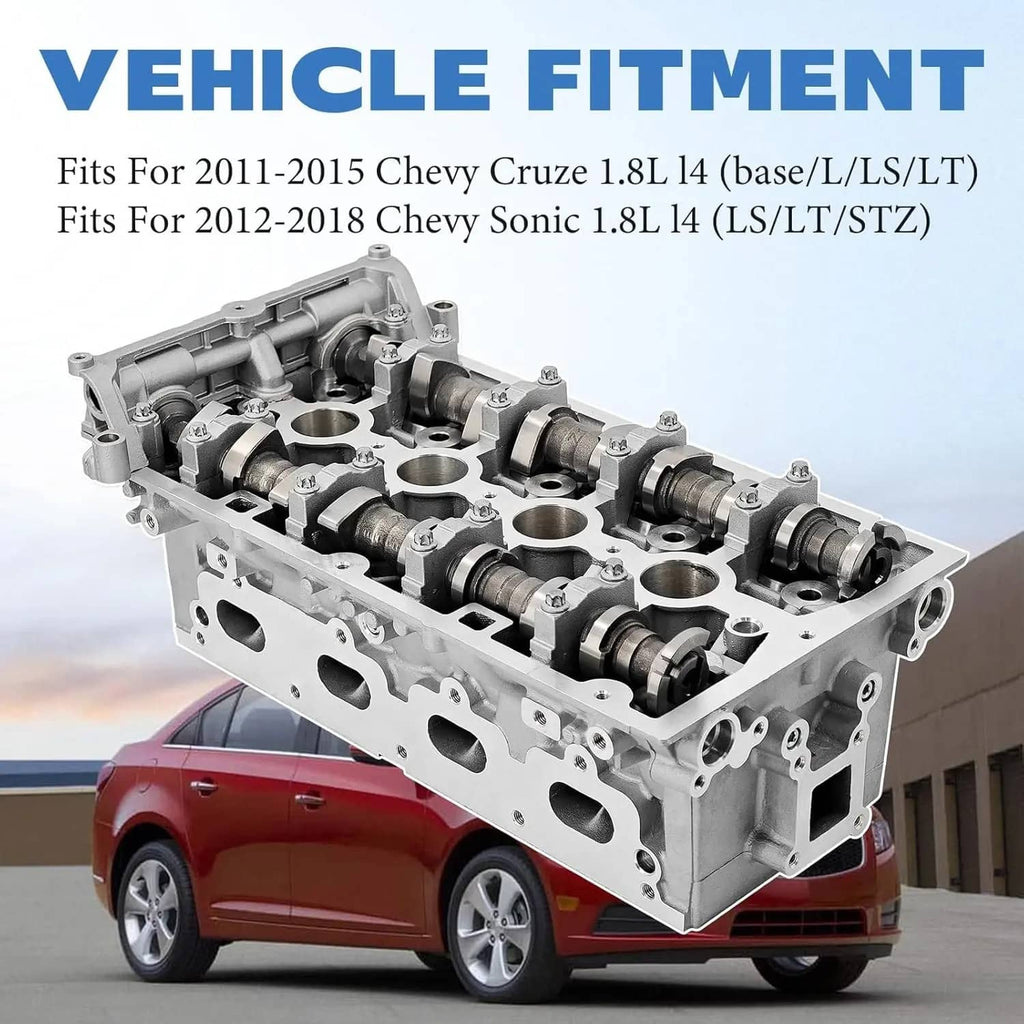 Cylinder head installed on a vehicle engine bay, silver cast metal