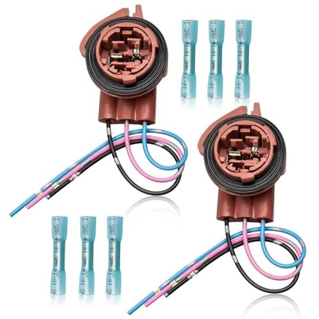 Pre-wired harness socket adapter with round plug housing and multicolor pigtail wiring