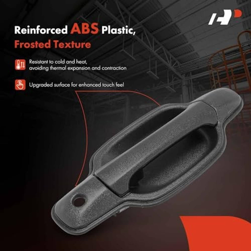 Textured black ABS door handle with keyhole opening, front left