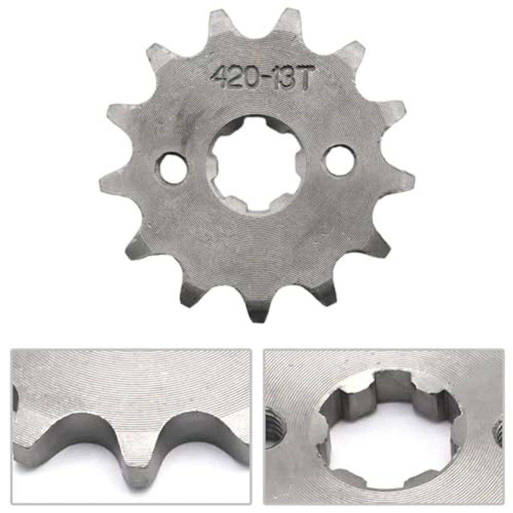 420-13T front sprocket with close-up inserts showing teeth and mounting holes