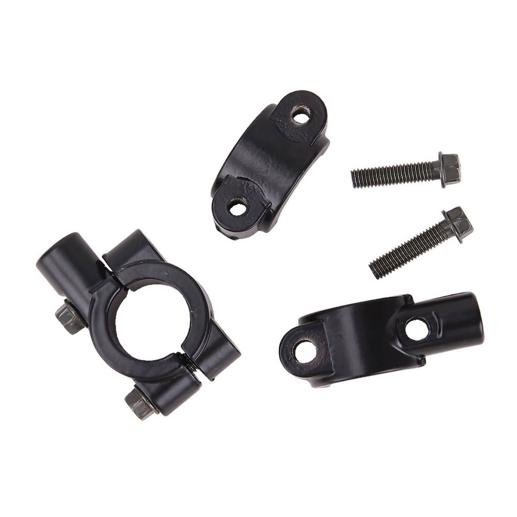 Black mirror clamp hardware set with brackets and mounting screws