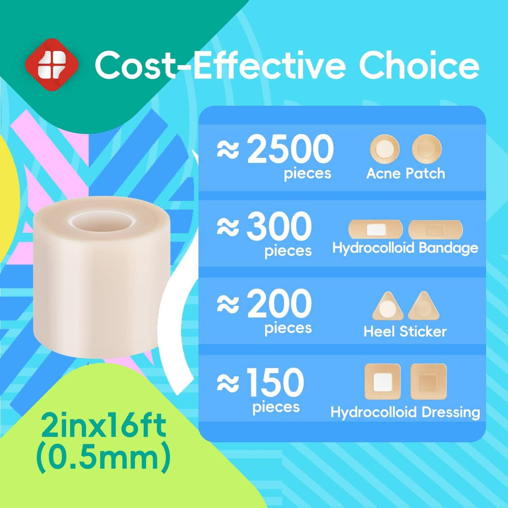 Hydrocolloid roll product graphic showing roll roll-up on colorful background