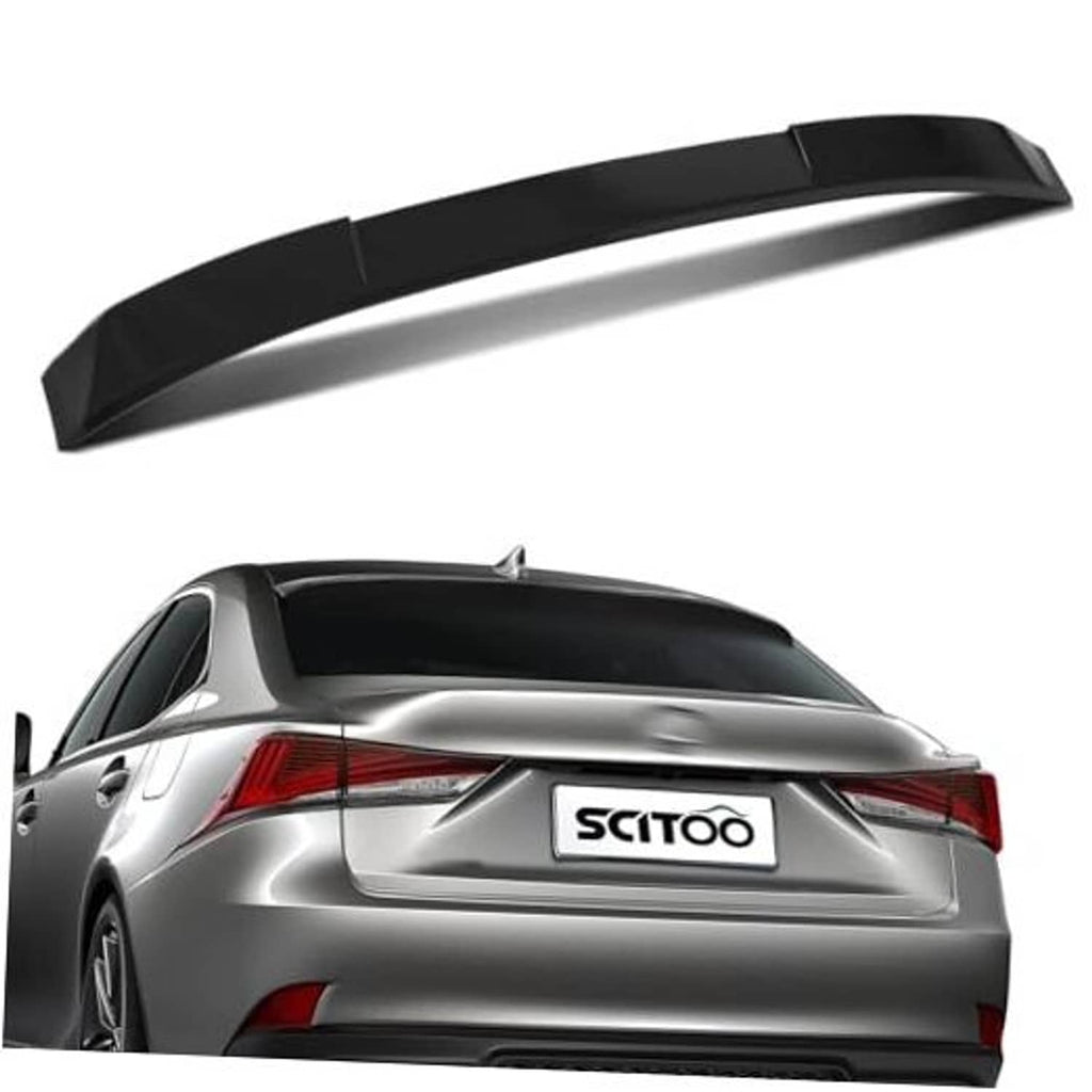 Glossy black rear window roof spoiler, ABS, with central mounting tab