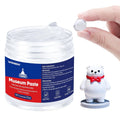 Clear museum mounting paste jar with removable gel wax ball and small panda figurine