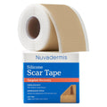 Silicone scar tape roll with medical-grade adhesive backing and matching product box