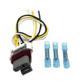Crankshaft sensor wiring harness with gray plug, red band, and three blue terminal caps